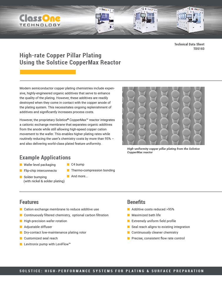 Copper pillar plating datasheet